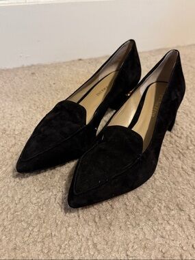 Enzo Angiolini Black Pointed Toe Suede Flats